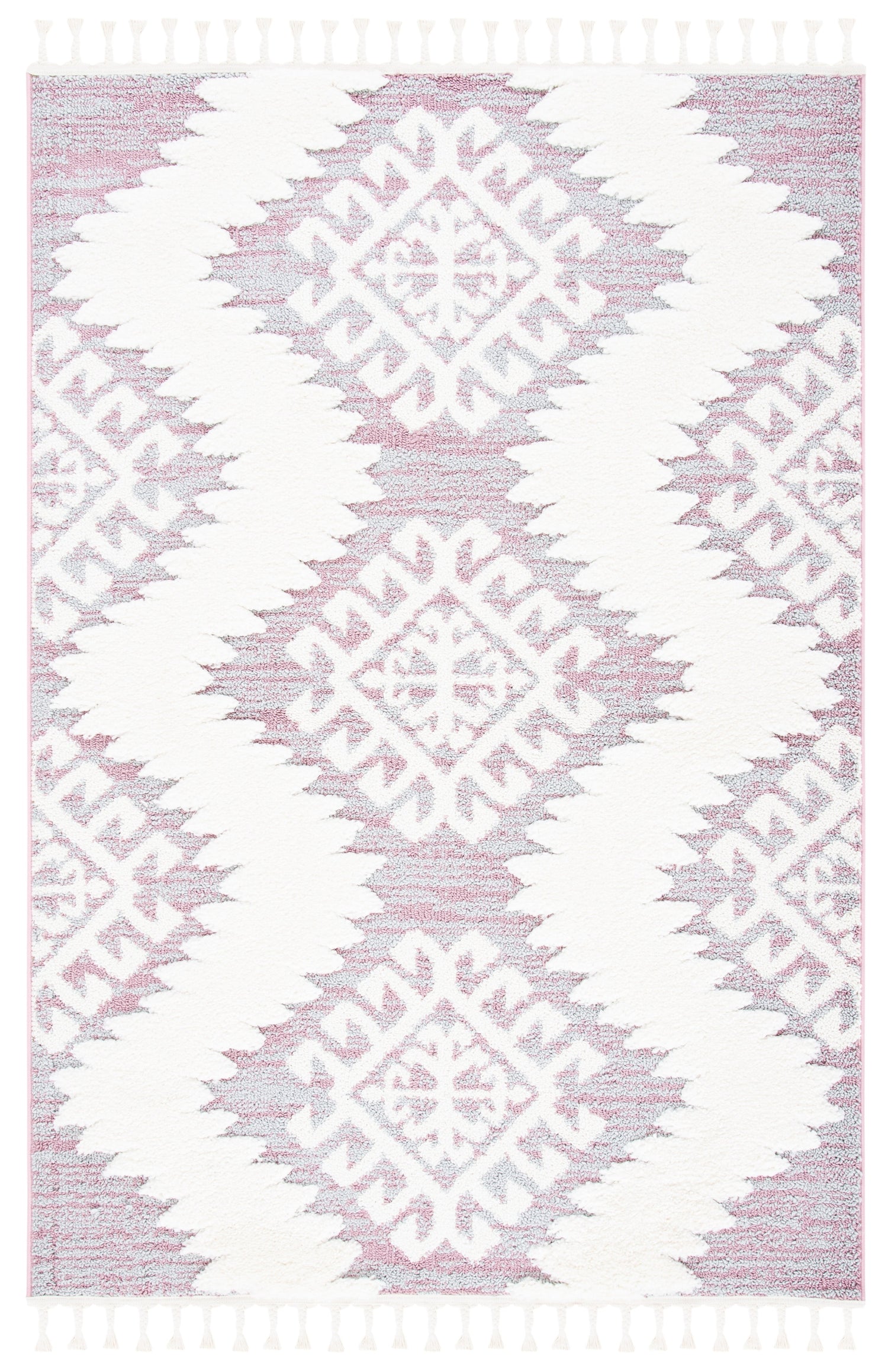 Safavieh Moroccan Tassel Shag Mts652U Pink/Ivory Rugs.
