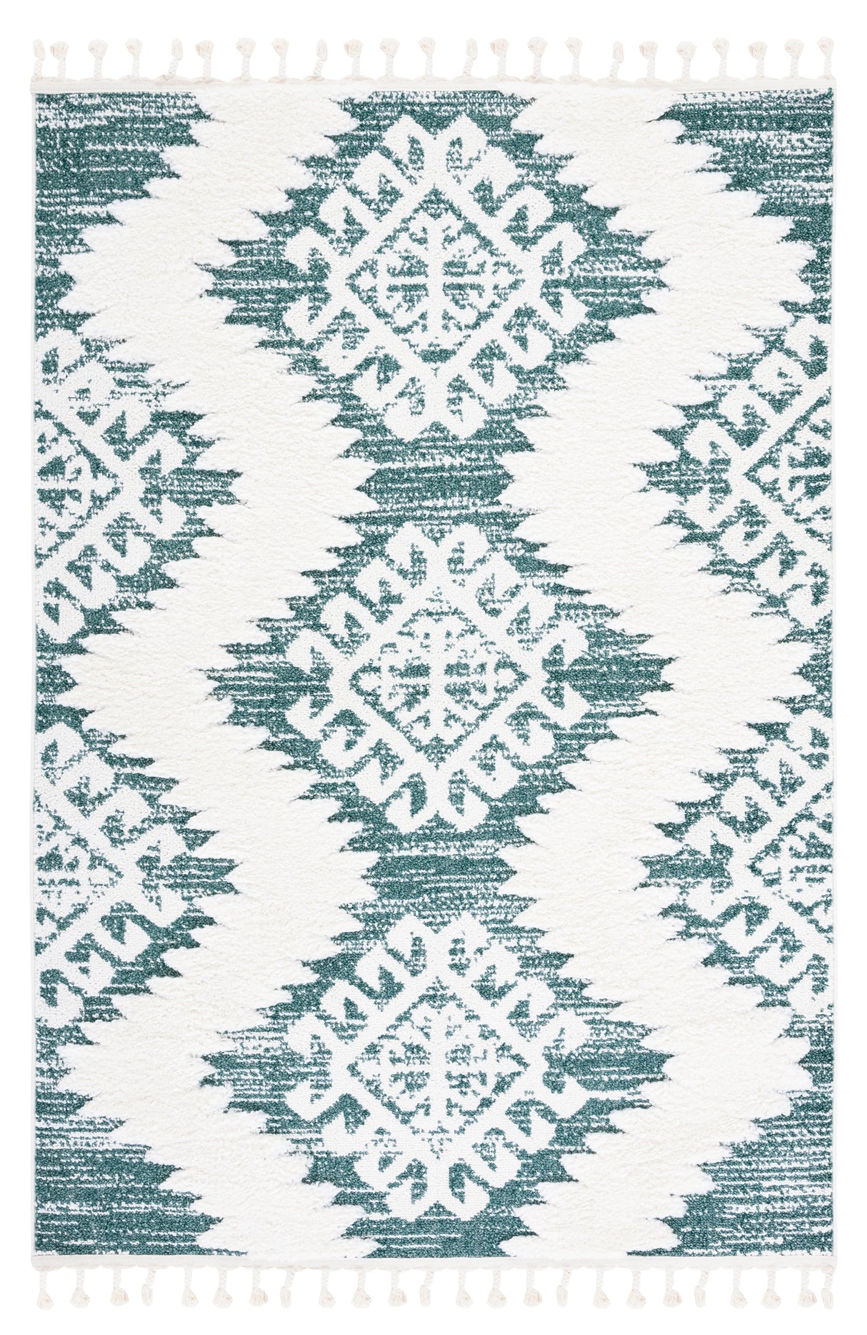 Safavieh Moroccan Tassel Shag Mts652Y Green/Ivory Rug.