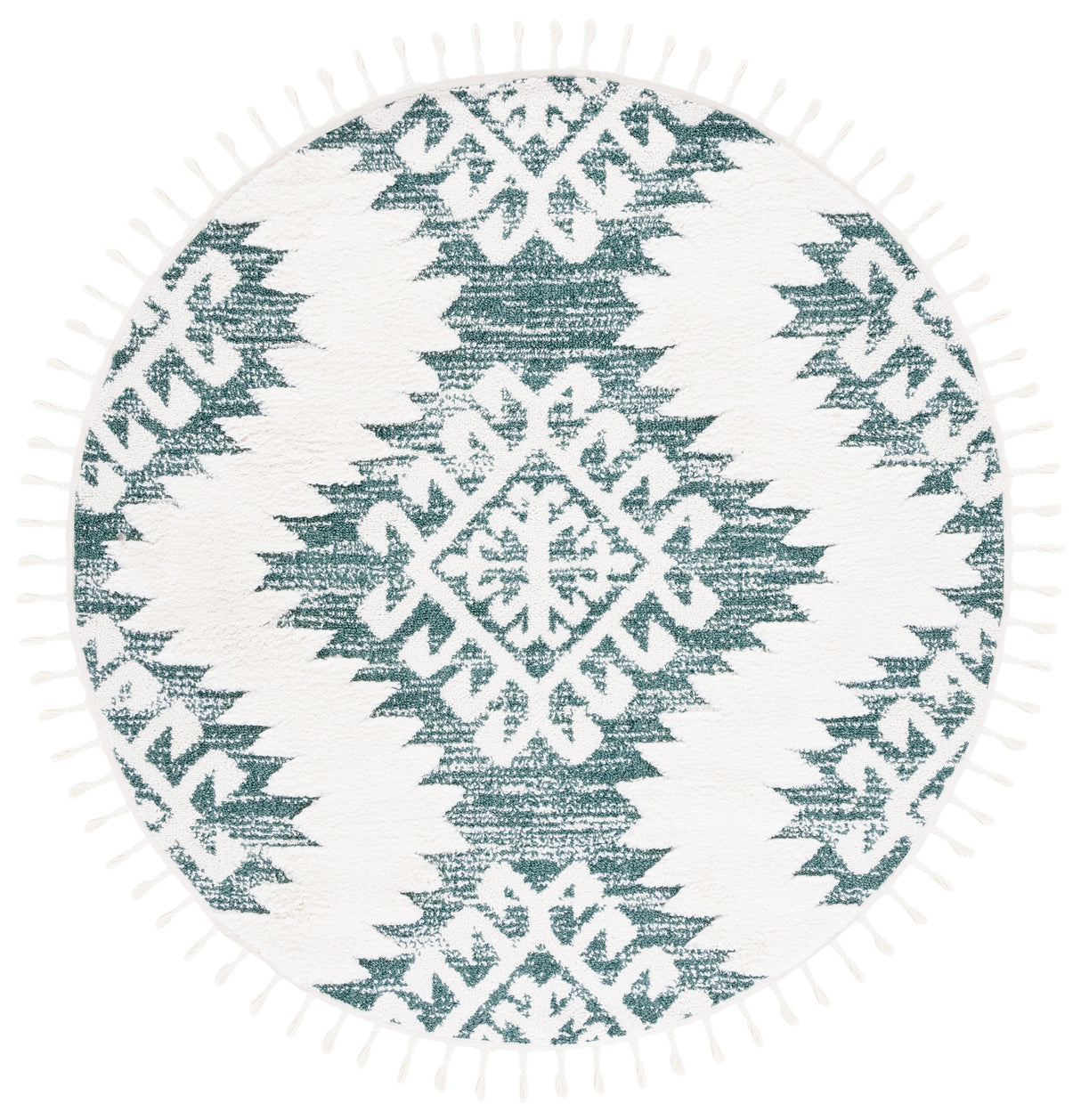 Safavieh Moroccan Tassel Shag Mts652Y Green/Ivory Rug.