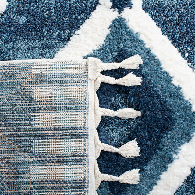Safavieh Moroccan Tassel Shag Mts656M Blue/Ivory Rug.