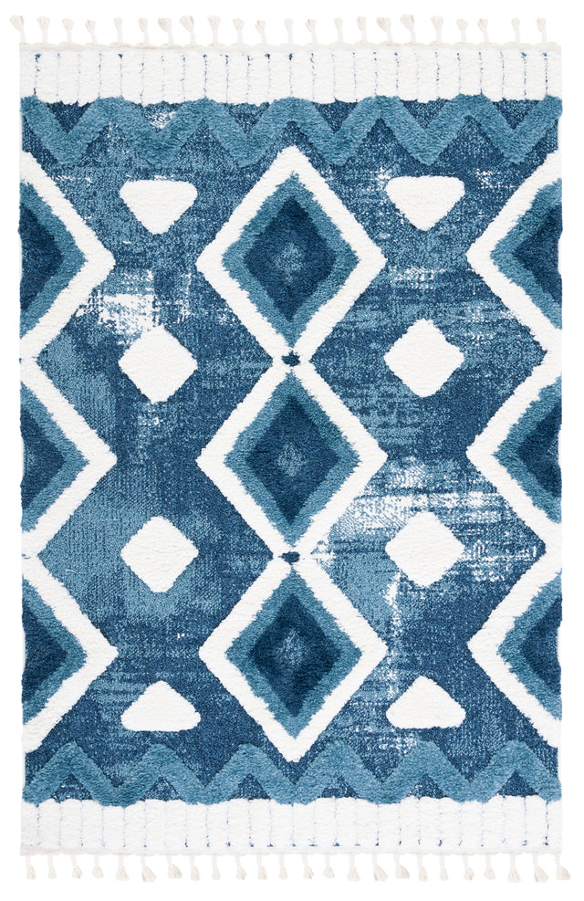 Safavieh Moroccan Tassel Shag Mts656M Blue/Ivory Rug.