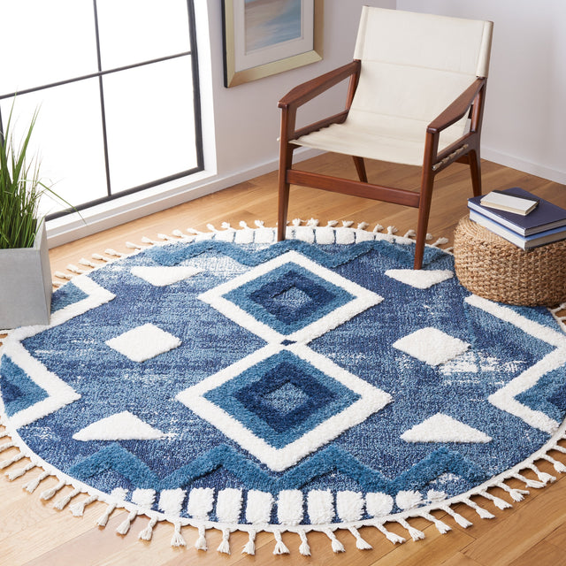 Safavieh Moroccan Tassel Shag Mts656M Blue/Ivory Rug.