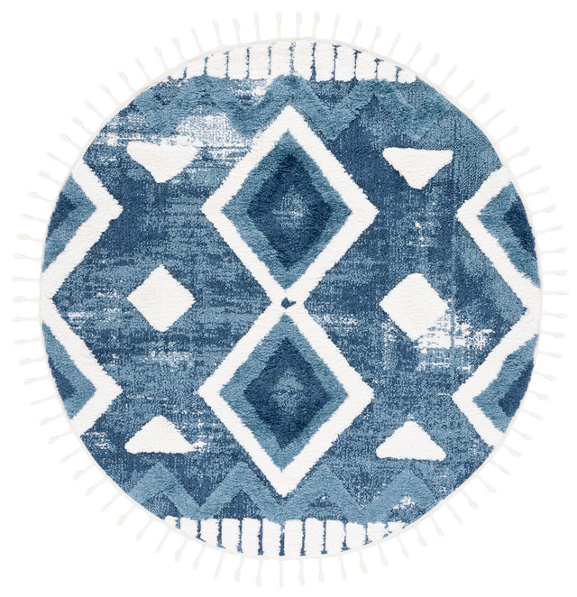 Safavieh Moroccan Tassel Shag Mts656M Blue/Ivory Rug.