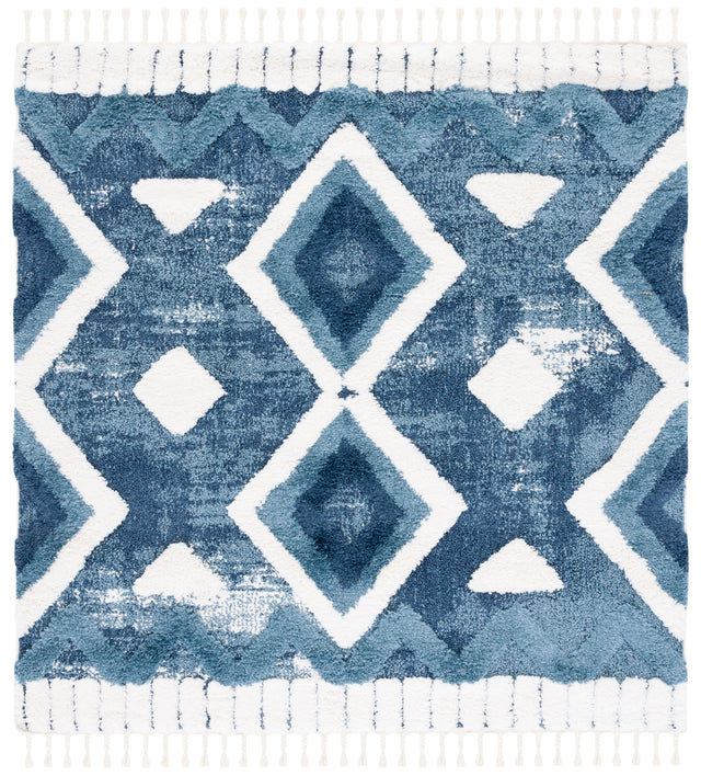 Safavieh Moroccan Tassel Shag Mts656M Blue/Ivory Rug.