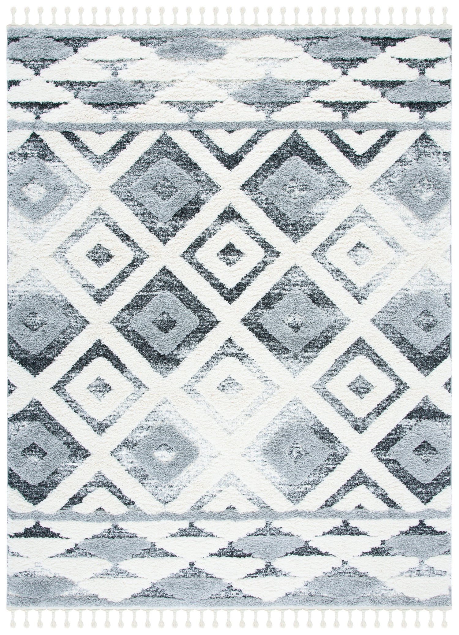 Safavieh Moroccan Tassel Shag Mts661F Grey/Ivory Rugs.