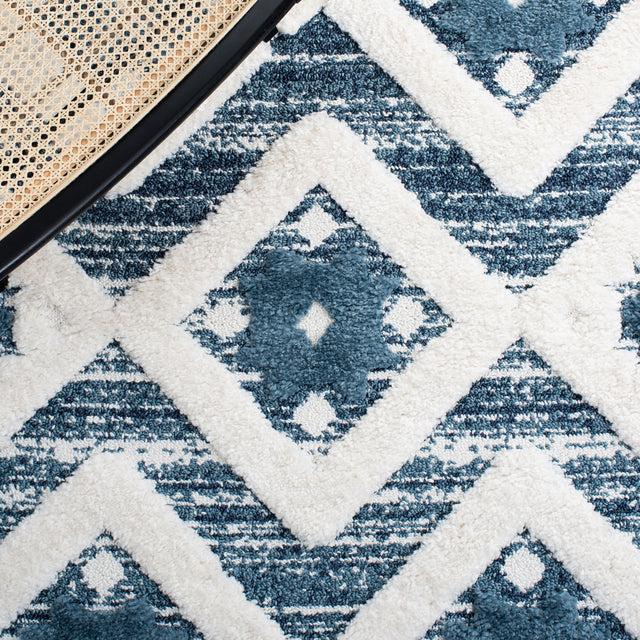 Safavieh Moroccan Tassel Shag Mts664M Blue/Ivory Rug.