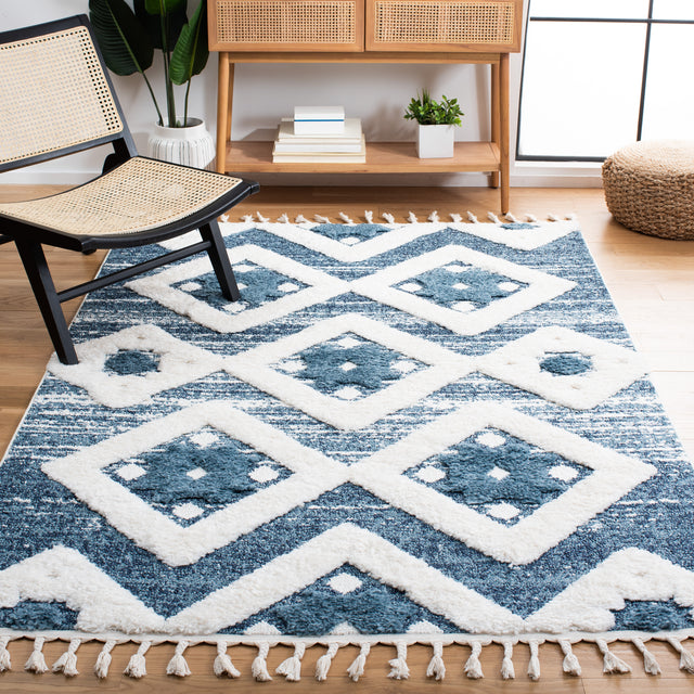 Safavieh Moroccan Tassel Shag Mts664M Blue/Ivory Rug.