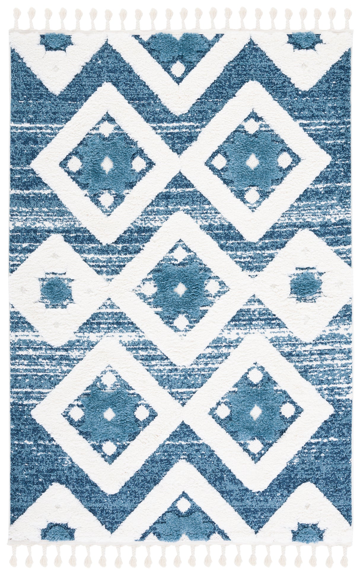 Safavieh Moroccan Tassel Shag Mts664M Blue/Ivory Rug.