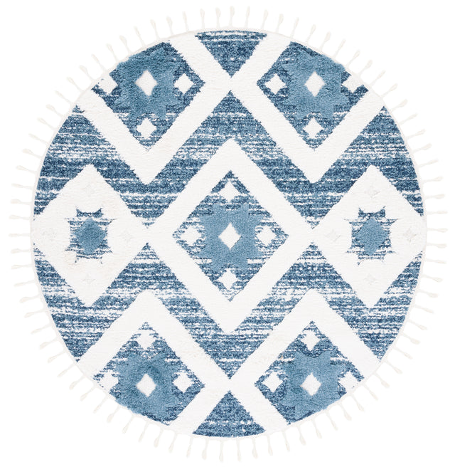 Safavieh Moroccan Tassel Shag Mts664M Blue/Ivory Rug.