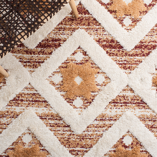 Safavieh Moroccan Tassel Shag Mts664P Rust/Ivory Rug.