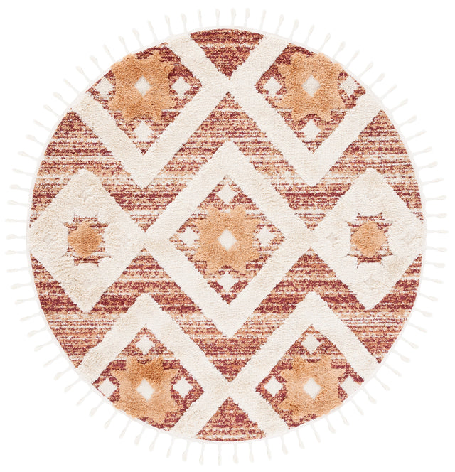 Safavieh Moroccan Tassel Shag Mts664P Rust/Ivory Rug.