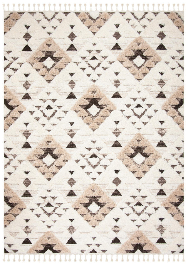 Safavieh Moroccan Tassel Shag Mts688A Ivory/Brown Rug.