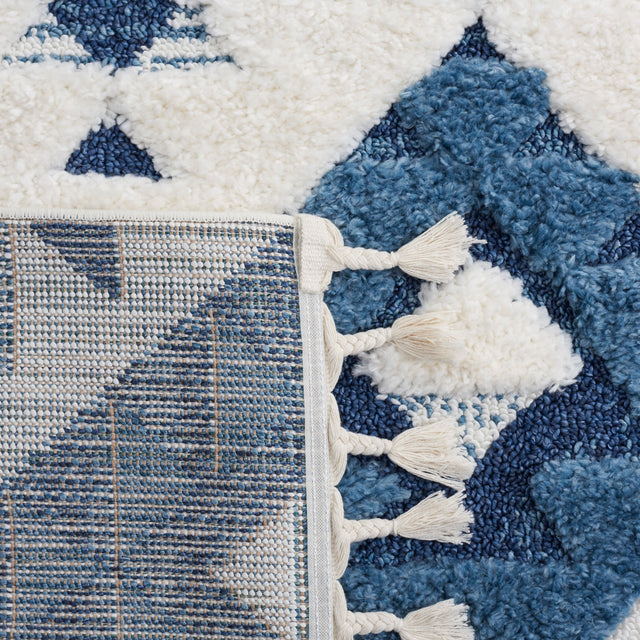 Safavieh Moroccan Tassel Shag Mts688M Blue/Ivory Rug.