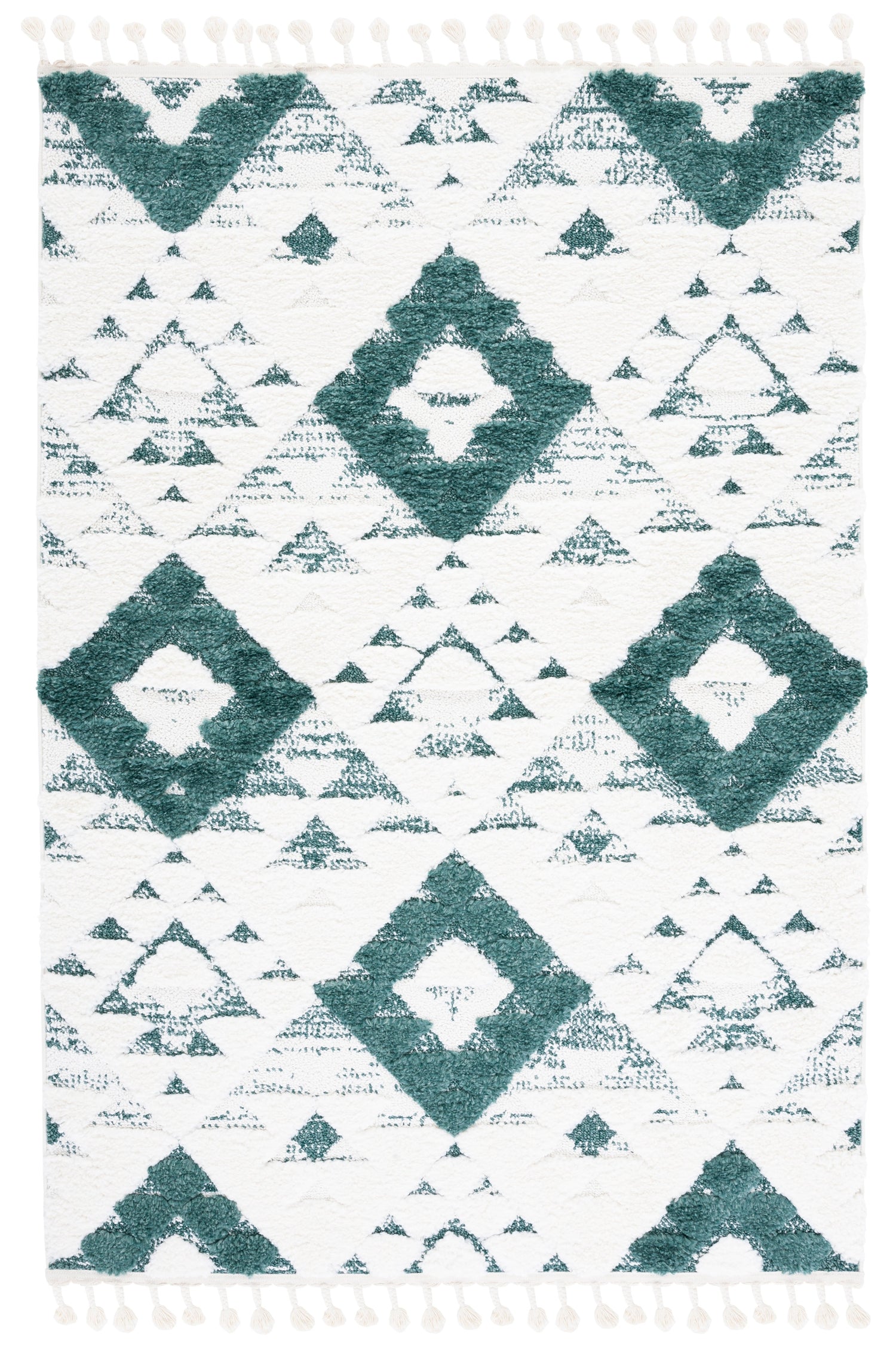 Safavieh Moroccan Tassel Shag Mts688Y Green/Ivory Rug.