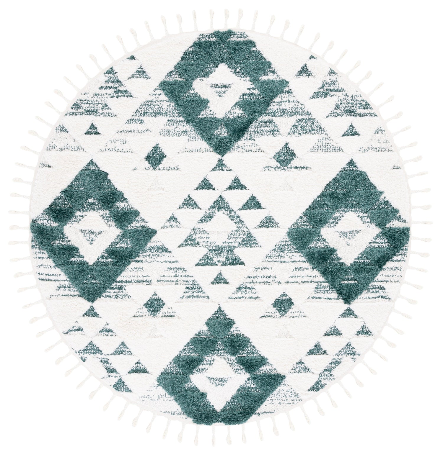 Safavieh Moroccan Tassel Shag Mts688Y Green/Ivory Rug.