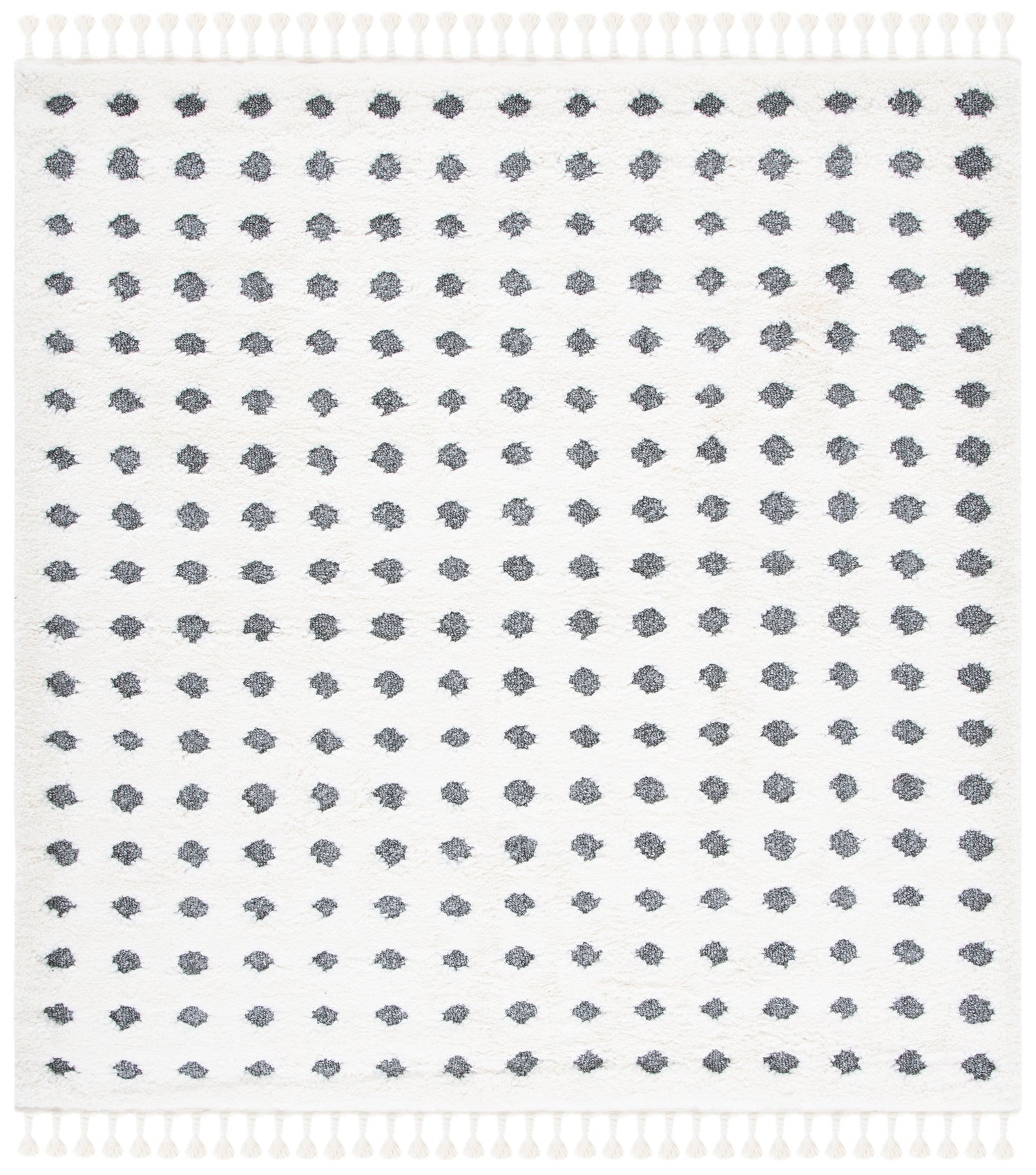 Safavieh Moroccan Tassel Shag Mts690A Ivory/Grey Rugs.