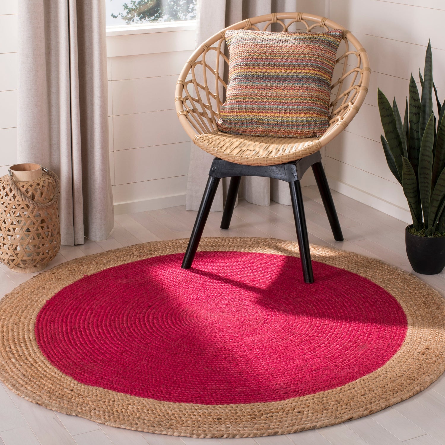 Safavieh Natural Fiber Nf801C Fuchsia/Natural Rug.