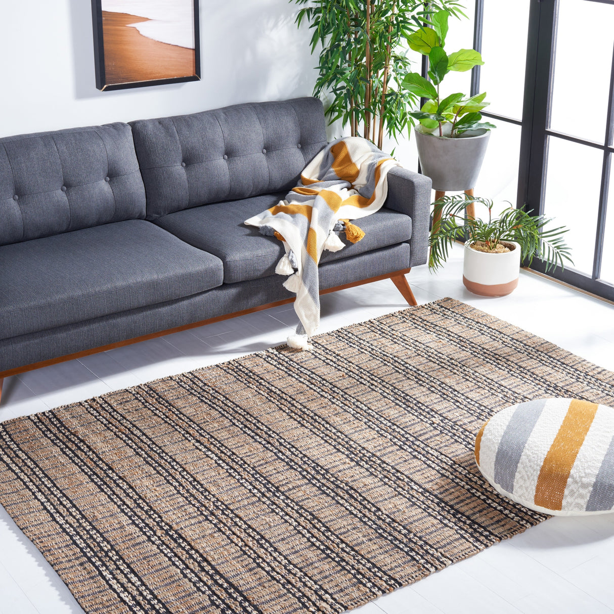 Safavieh Natural Fiber Nfb651Z Black/Natural Rug.