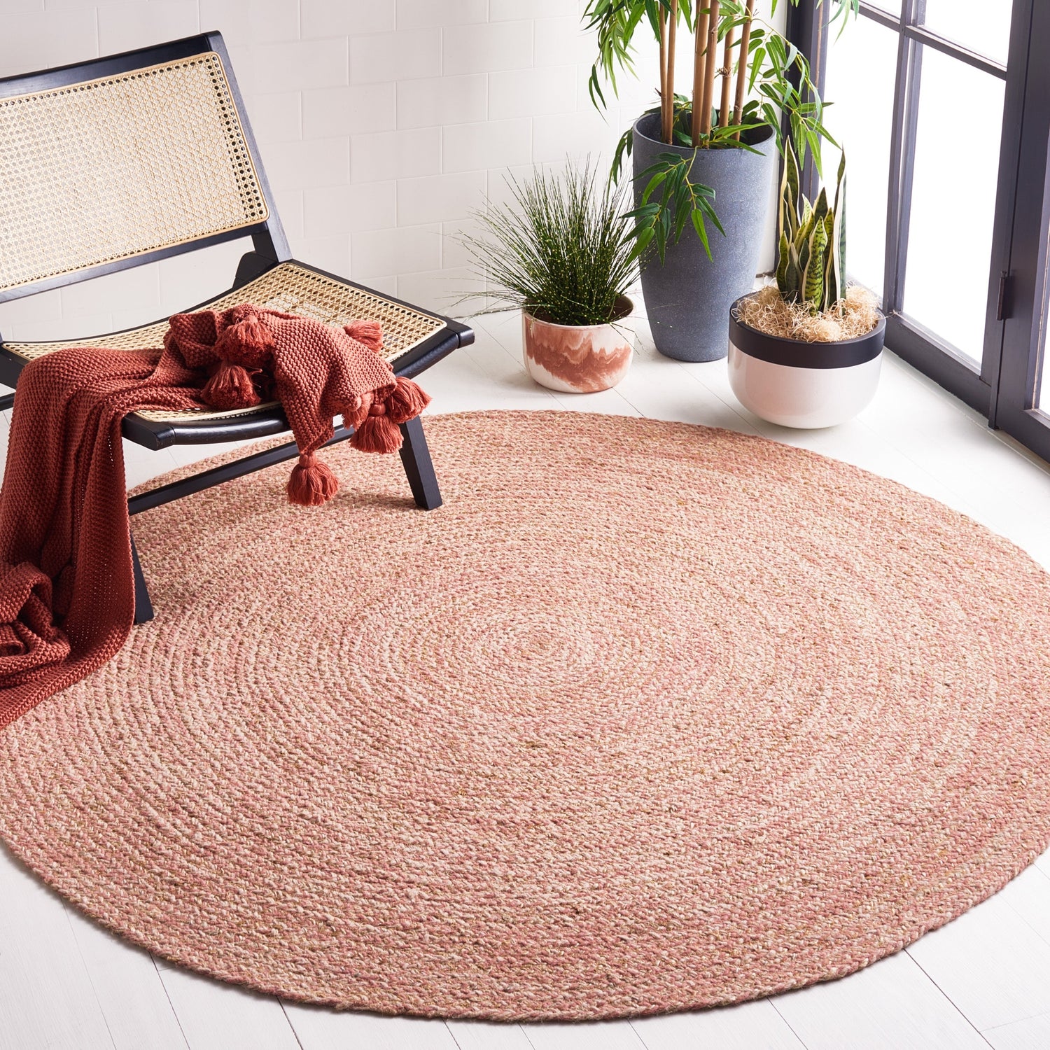 Safavieh Natural Fiber Nfb950U Pink/Natural Rug.