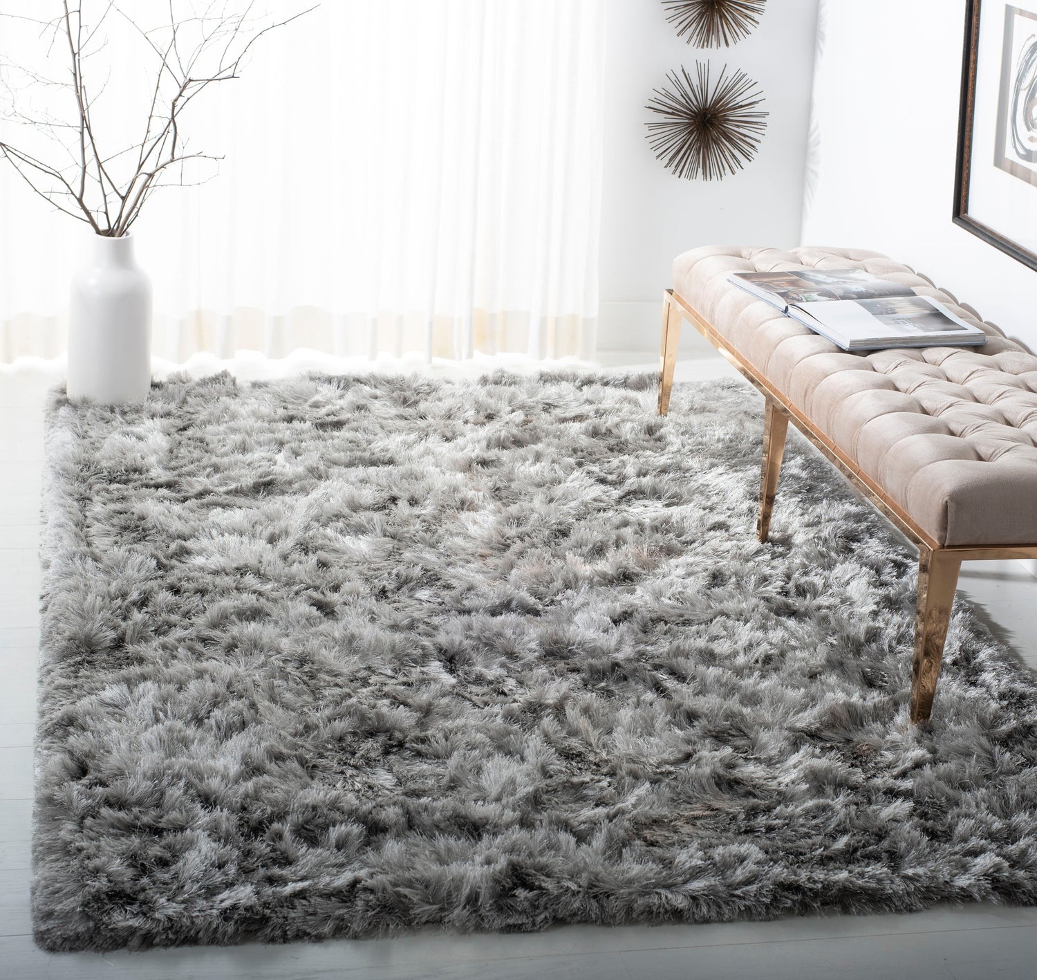 Safavieh Ocean Shag Ocg101G Silver Rug.