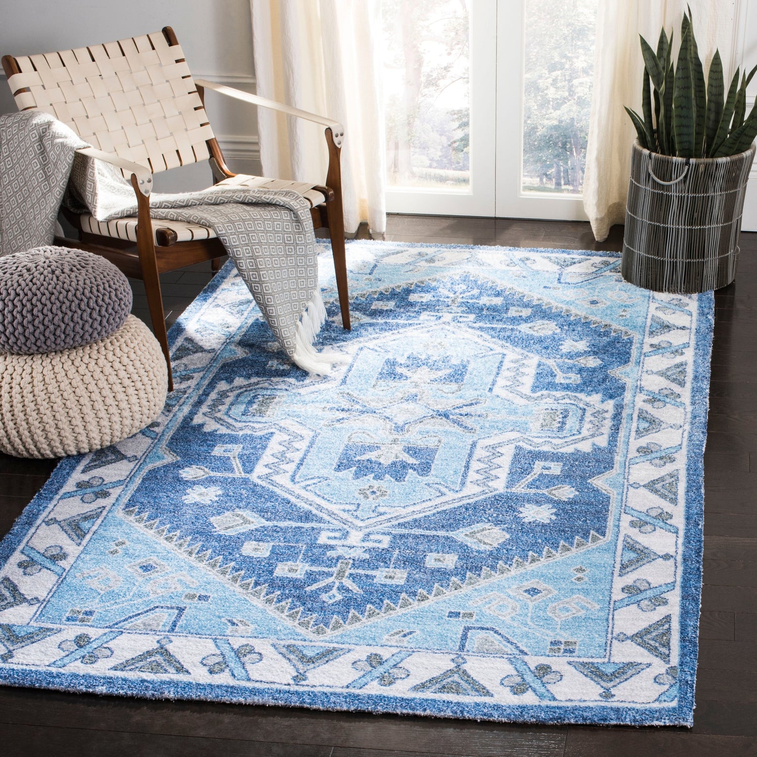 Safavieh Saffron Sfn549M Blue/Ivory Rugs.