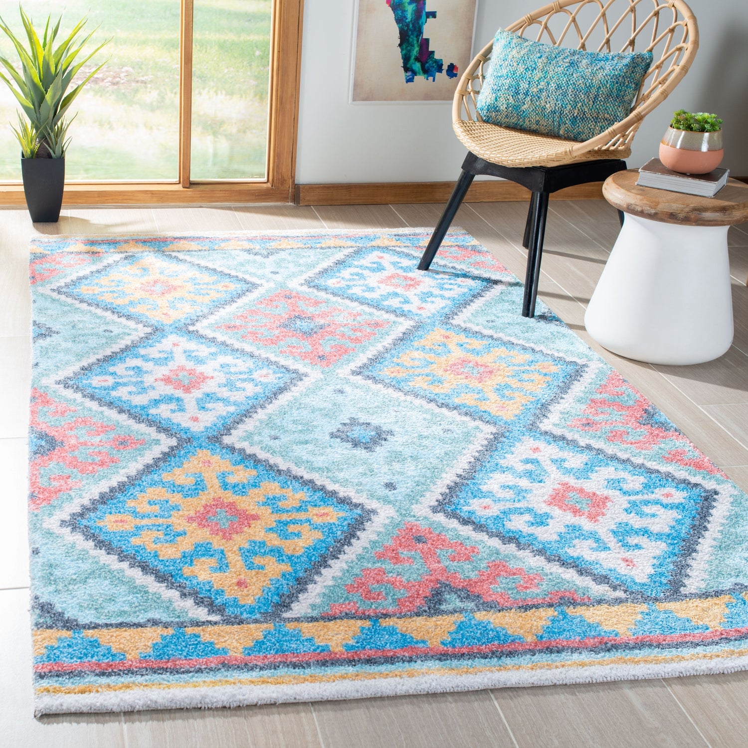 Safavieh Saffron Sfn560M Blue/Aqua Rugs.