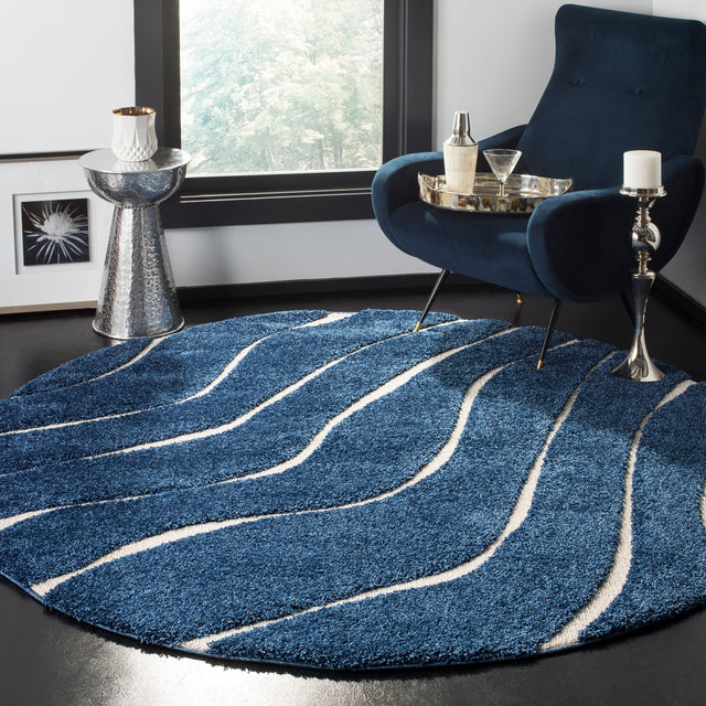 Safavieh Shag Sg472 Dark Blue/Cream Rug.