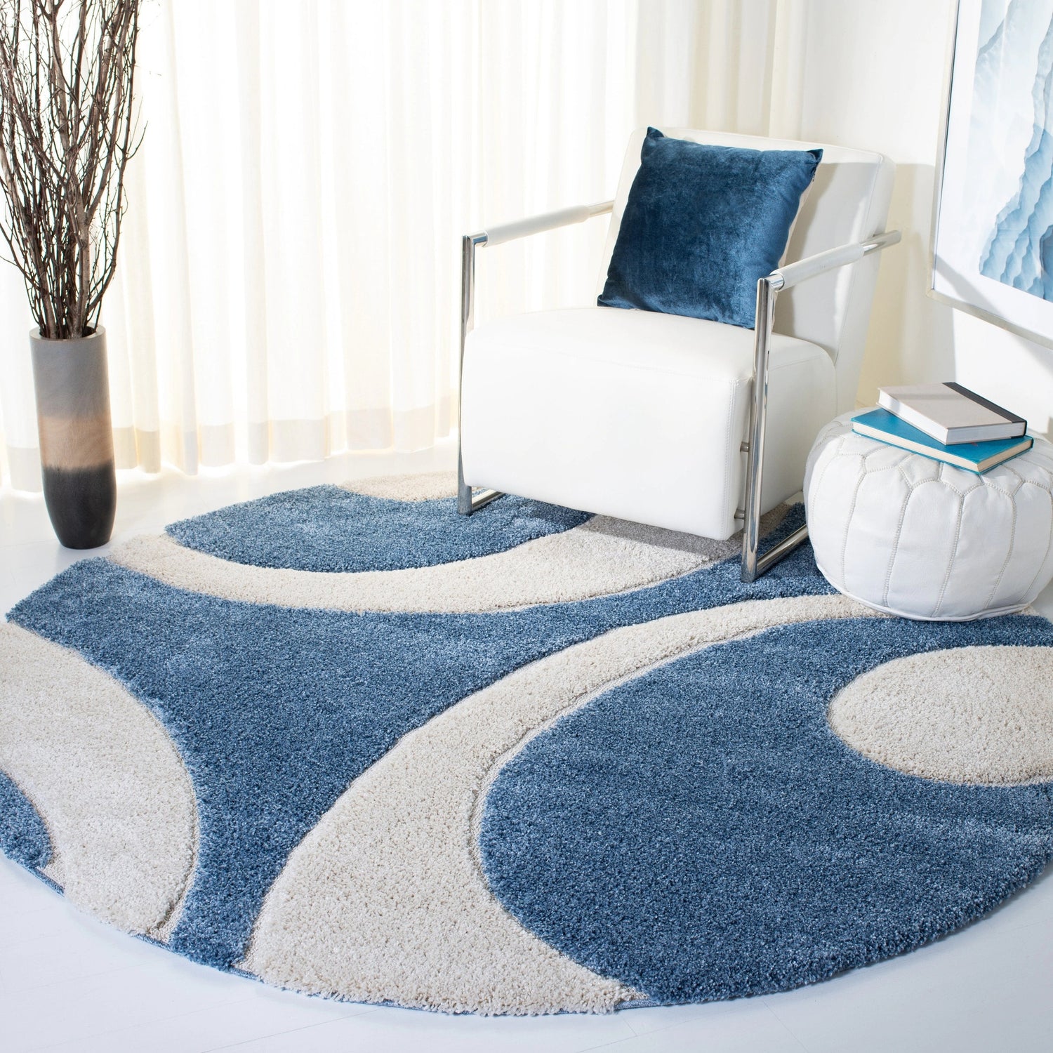 Safavieh Shag Sg474 Blue/Ivory Rugs.