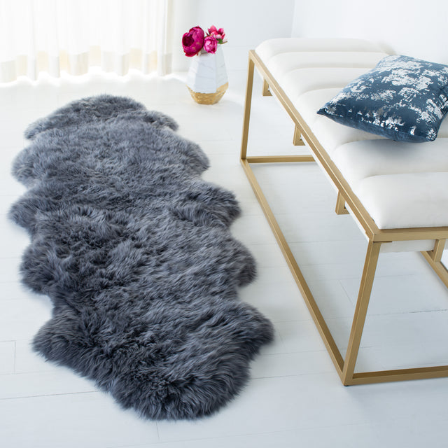 Safavieh Sheep Skin Shs121F Grey Rug.