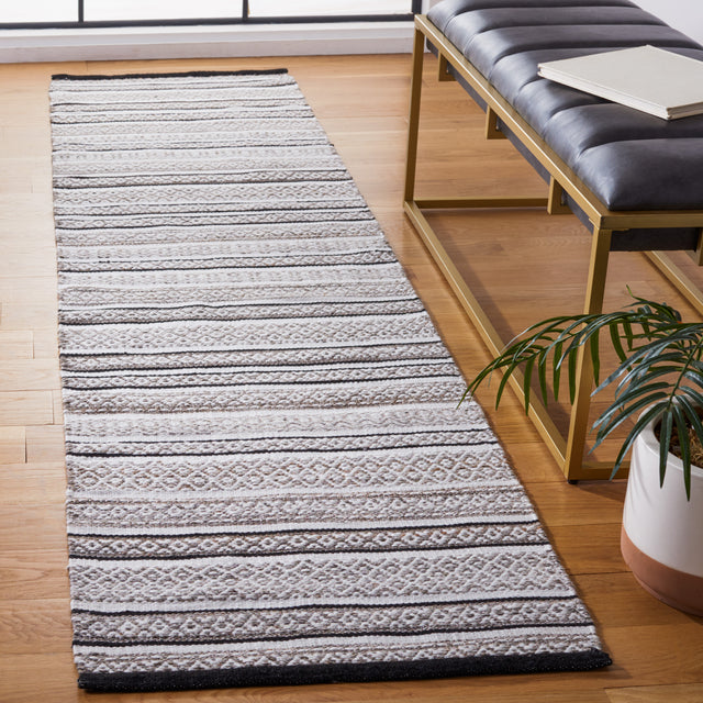 Safavieh Striped Kilim Stk101Z Black/Ivory Rug.
