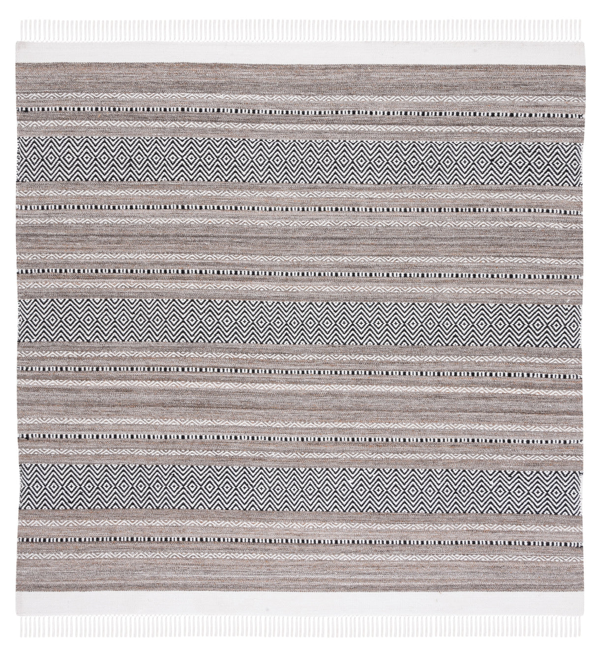 Safavieh Striped Kilim Stk102Z Black/Ivory Rug.