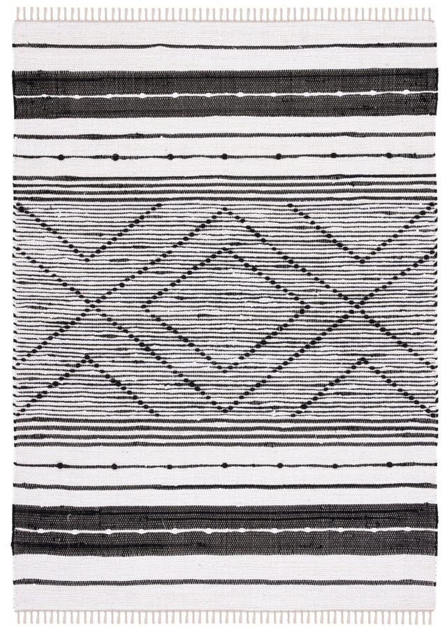 Safavieh Striped Kilim Stk200Z Black/Ivory Rug.