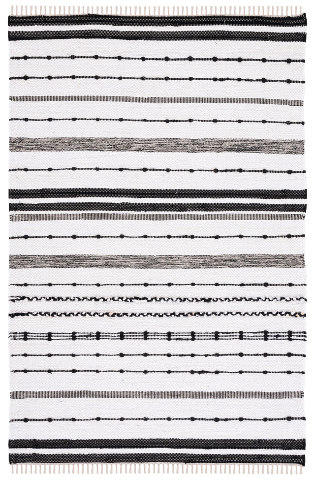 Safavieh Striped Kilim Stk201A Ivory/Black Rug.