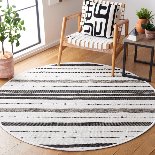 Safavieh Striped Kilim Stk201A Ivory/Black Rug.