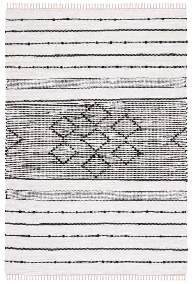 Safavieh Striped Kilim Stk203A Ivory/Black Rug.