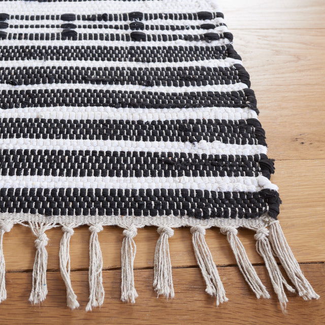 Safavieh Striped Kilim Stk205Z Black/Ivory Rug.