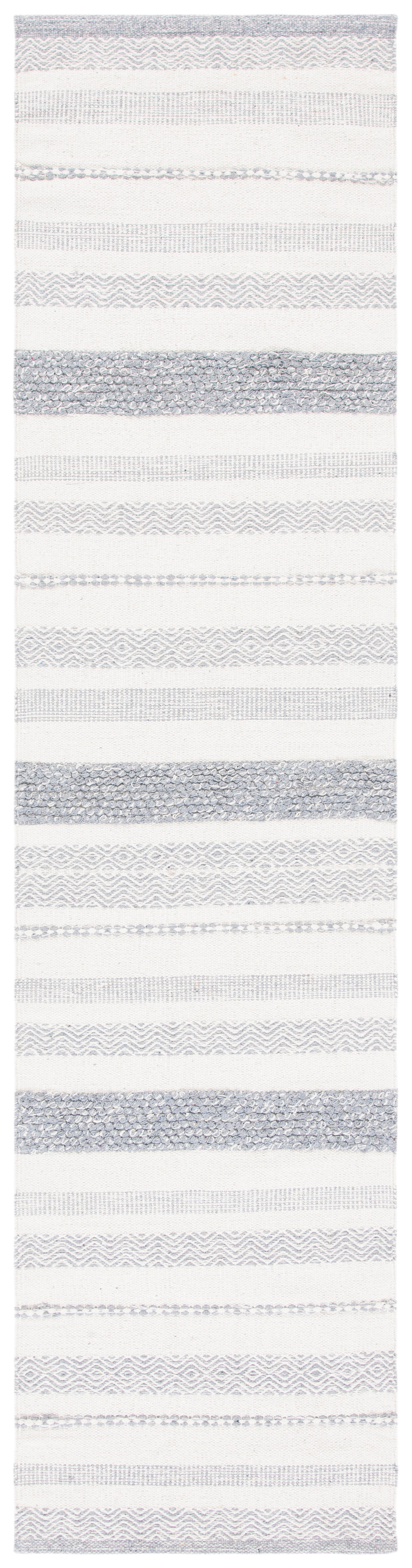 Safavieh Striped Kilim Stk501A Ivory/Grey Rugs.