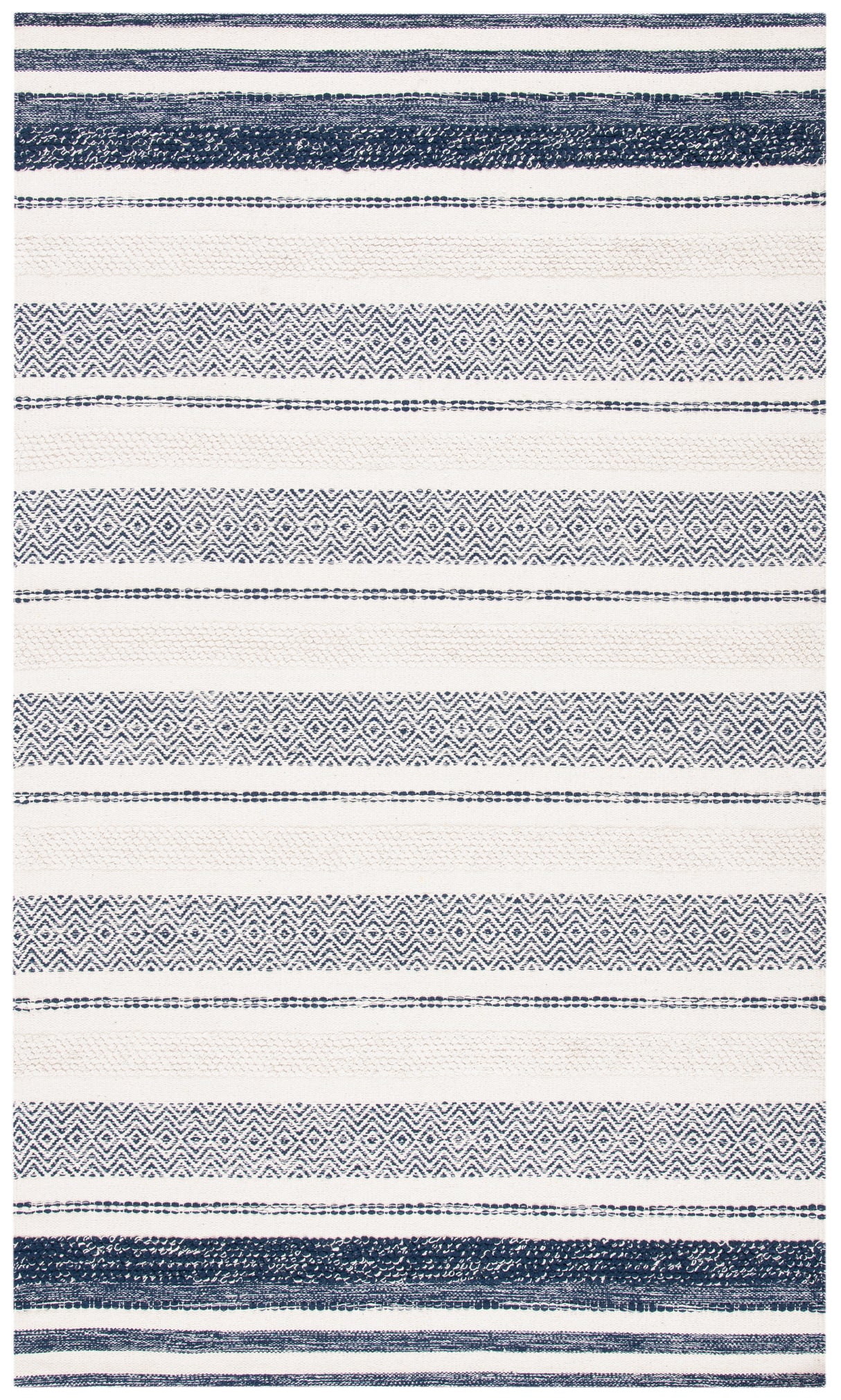 Safavieh Striped Kilim Stk502A Ivory/Navy Rugs.