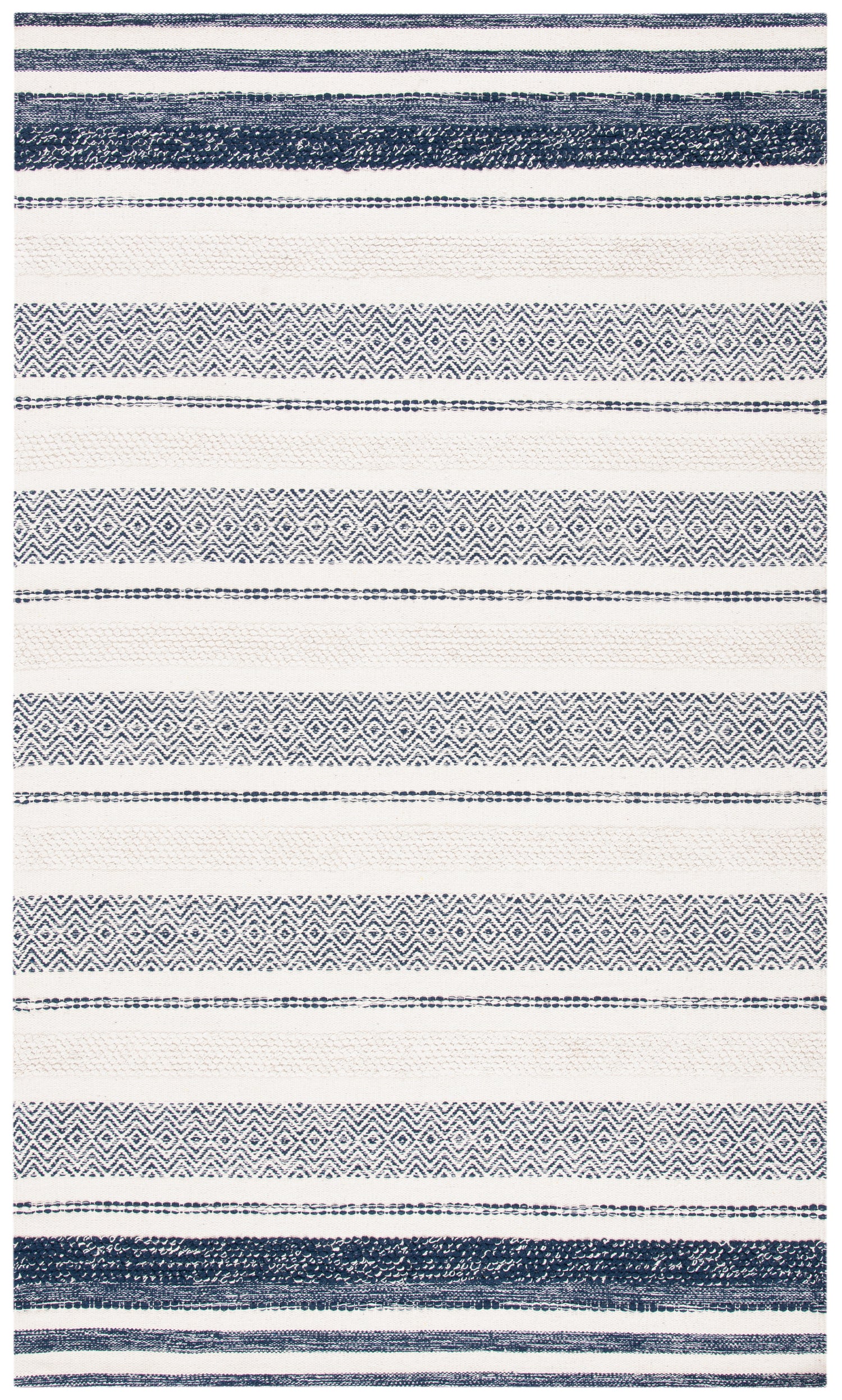 Safavieh Striped Kilim Stk502A Ivory/Navy Rugs.