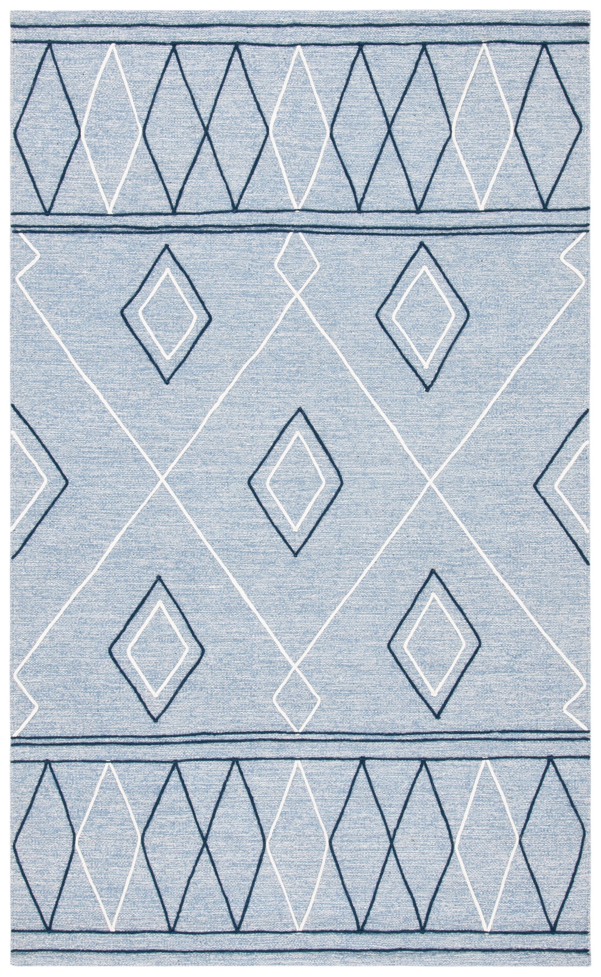 Safavieh Striped Kilim Stk510M Light Blue/Ivory Rugs.