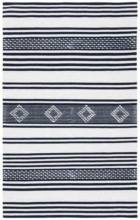 Safavieh Striped Kilim Stk511Z Black/Ivory Rugs.