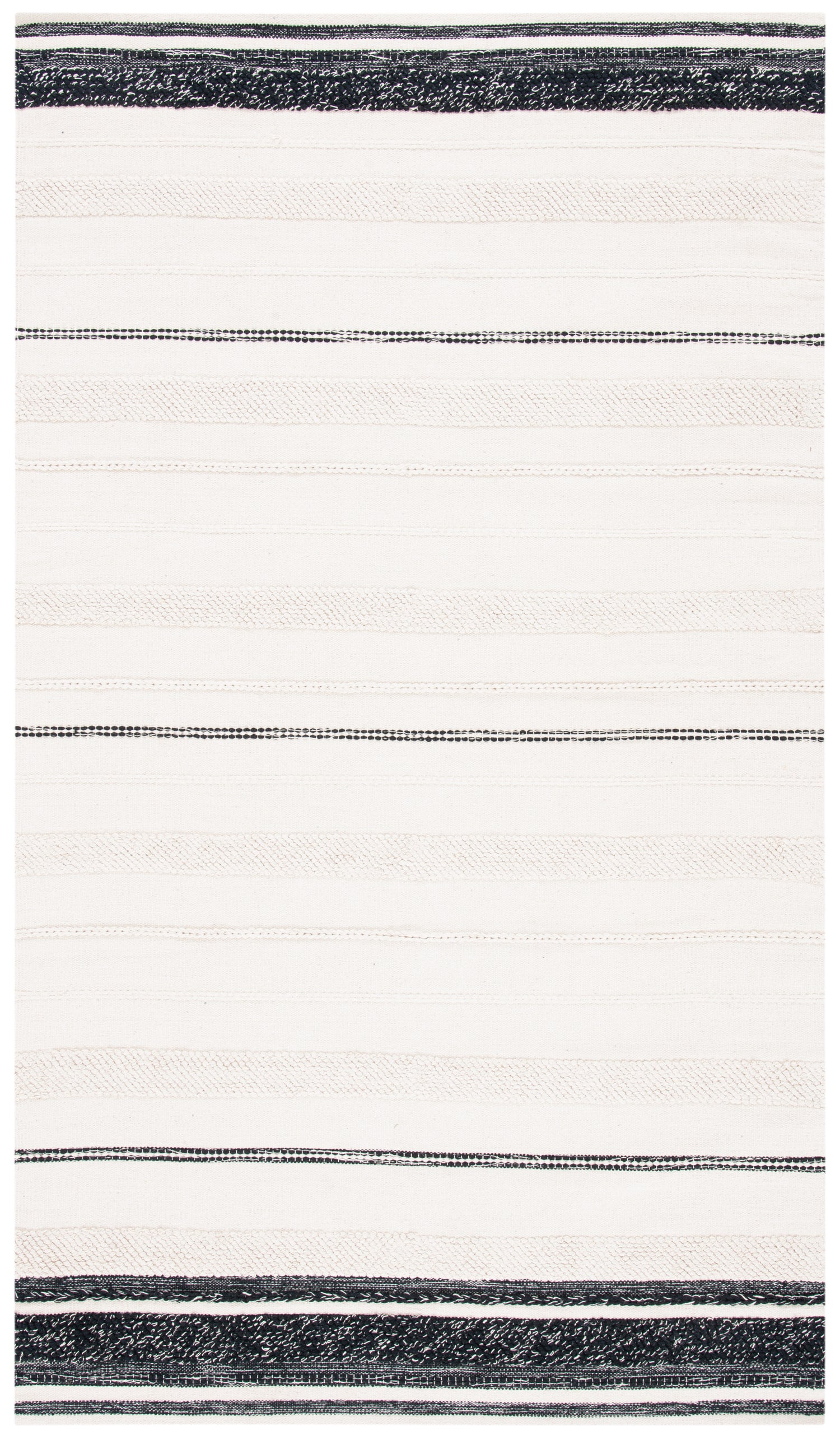 Safavieh Striped Kilim Stk512A Ivory/Black Rugs.