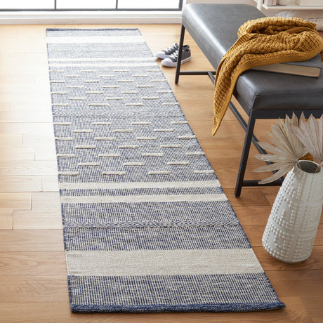 Safavieh Striped Kilim Stk515N Navy/Ivory Rugs.