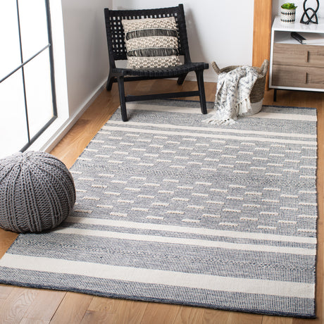 Safavieh Striped Kilim Stk515N Navy/Ivory Rugs.