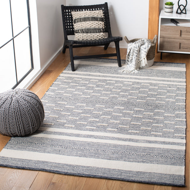 Safavieh Striped Kilim Stk515N Navy/Ivory Rugs.