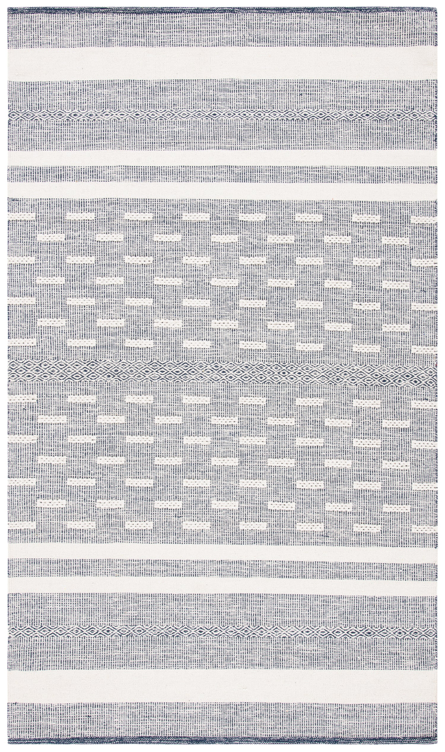 Safavieh Striped Kilim Stk515N Navy/Ivory Rugs.