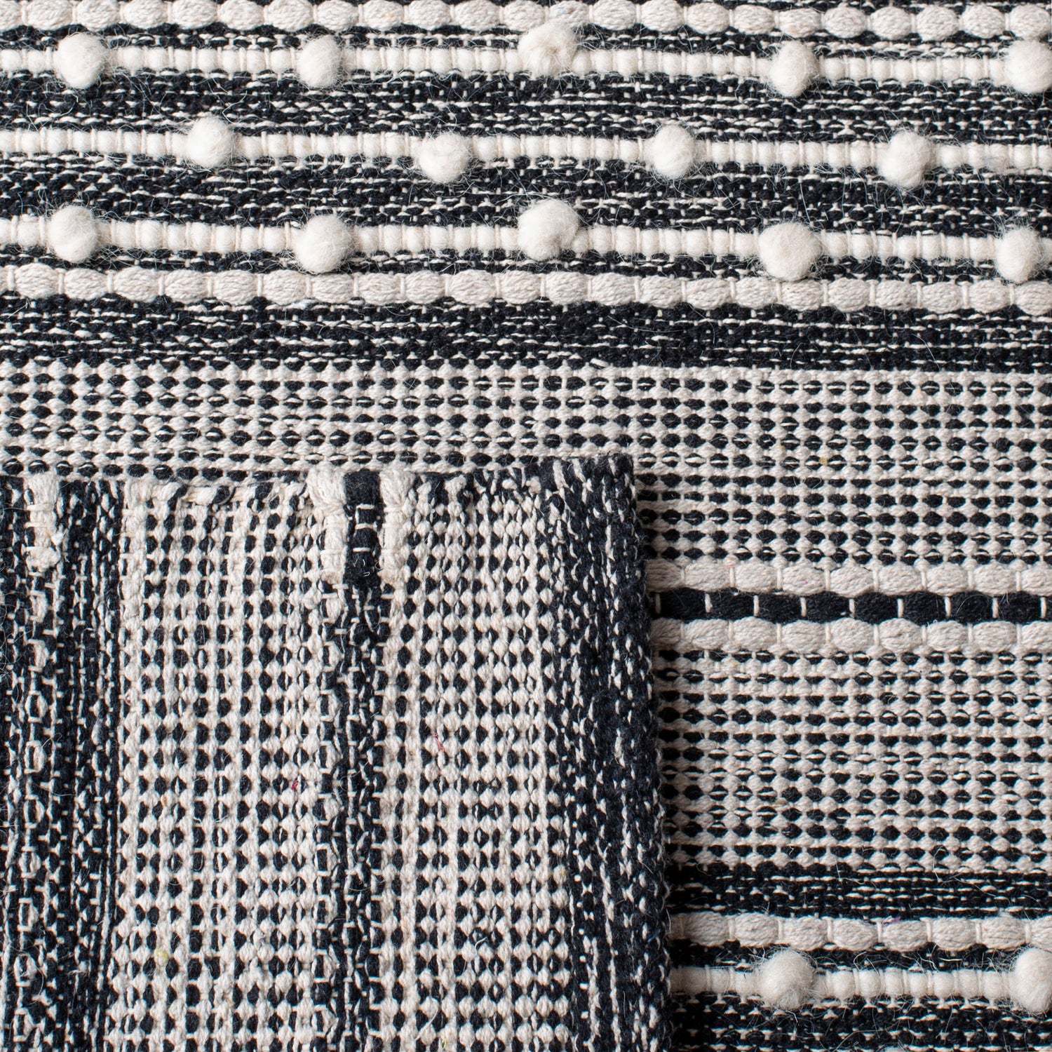Safavieh Striped Kilim Stk516Z Black/Ivory Rugs.
