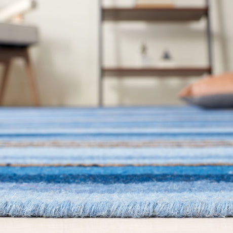 Safavieh Striped Kilim Stk601M Blue/Rust Rugs.