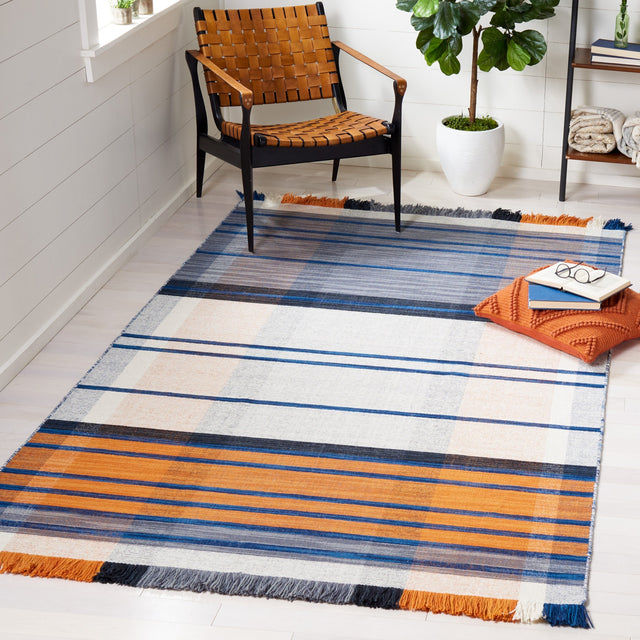 Safavieh Striped Kilim Stk702P Orange/Blue Rug.