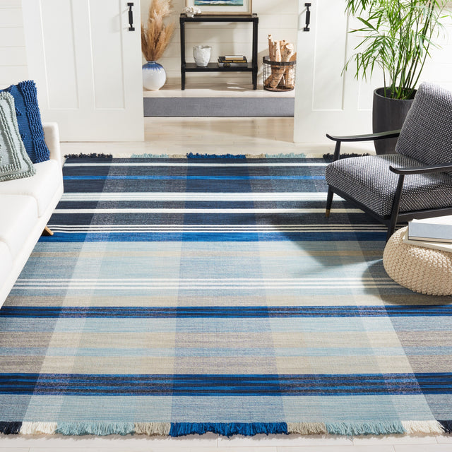 Safavieh Striped Kilim Stk703N Navy/Charcoal Rug.